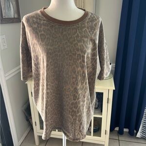 Gilded Intent Brown Leopard Print Short Sleeve Top